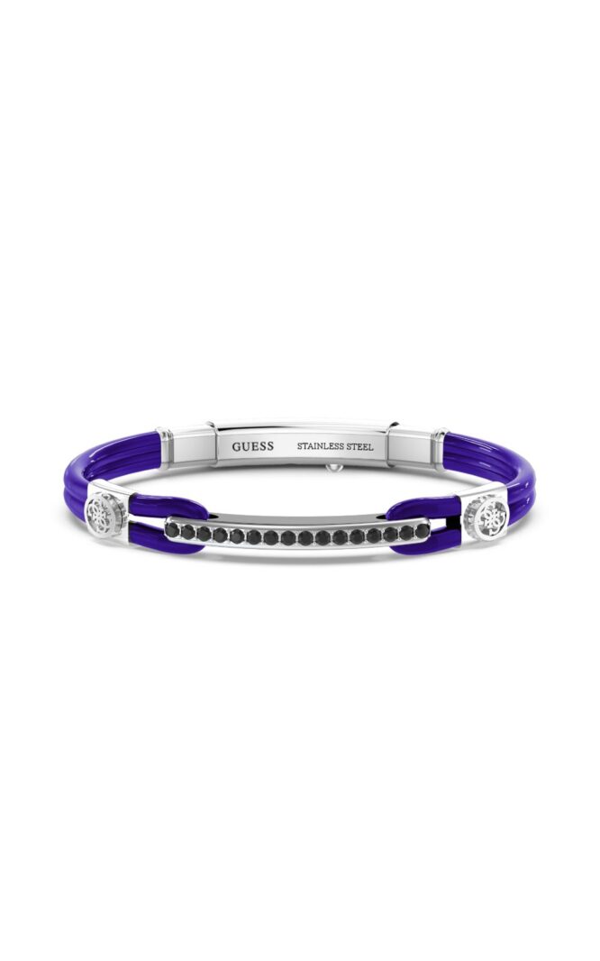 guess-steel-portofino-jumb03034jwstjbt/u-μπλε-βραχιόλι-κέβλαρ-με-πέτρες